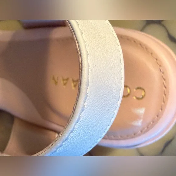 Cole Haan NWT Sz 9 White & Pink Leather Platform Strappy Sandals (SH286)